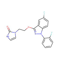 O=c1[nH]ccn1CCOc1nn(-c2ccccc2F)c2ccc(F)cc12 ZINC000653852839