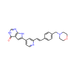 O=c1[nH]cnc2[nH]c(-c3ccnc(/C=C/c4ccc(CN5CCOCC5)cc4)c3)cc12 ZINC000035298570