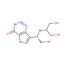 O=c1[nH]cnc2c([C@@H](CO)NC(CO)CO)c[nH]c12 ZINC000040423828