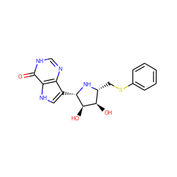 O=c1[nH]cnc2c([C@@H]3N[C@H](CSc4ccccc4)[C@@H](O)[C@H]3O)c[nH]c12 ZINC000040407439