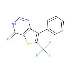 O=c1[nH]cnc2c(-c3ccccc3)c(C(F)(F)F)sc12 ZINC000063539404