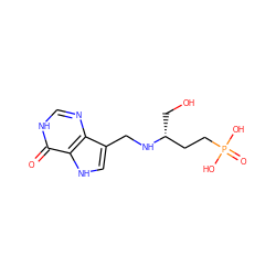 O=c1[nH]cnc2c(CN[C@H](CO)CCP(=O)(O)O)c[nH]c12 ZINC000096282359