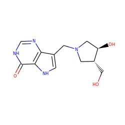 O=c1[nH]cnc2c(CN3C[C@@H](O)[C@H](CO)C3)c[nH]c12 ZINC000024963330