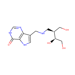 O=c1[nH]cnc2c(CNC[C@@H](CO)[C@H](O)CO)c[nH]c12 ZINC000040835021