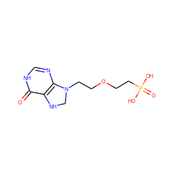 O=c1[nH]cnc2c1NCN2CCOCCP(=O)(O)O ZINC000042921286