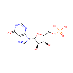 O=c1[nH]cnc2c1ncn2[C@@H]1O[C@H](COP(=O)(O)O)[C@@H](O)[C@H]1O ZINC000004228242