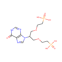 O=c1[nH]cnc2c1ncn2C(COCCP(=O)(O)O)COCCP(=O)(O)O ZINC001772580587