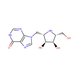 O=c1[nH]cnc2c1ncn2C[C@@H]1N[C@H](CO)[C@@H](O)[C@H]1O ZINC000653830249