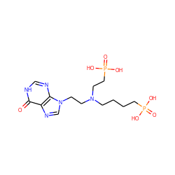 O=c1[nH]cnc2c1ncn2CCN(CCCCP(=O)(O)O)CCP(=O)(O)O ZINC000299869103