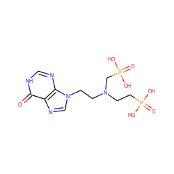 O=c1[nH]cnc2c1ncn2CCN(CCP(=O)(O)O)CP(=O)(O)O ZINC000473110543