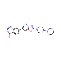 O=c1[nH]cnc2cc(-c3cnc4nc(N5CCC(N6CCCCC6)CC5)oc4c3)ccc12 ZINC000073296509