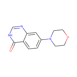 O=c1[nH]cnc2cc(N3CCOCC3)ccc12 ZINC000066252202