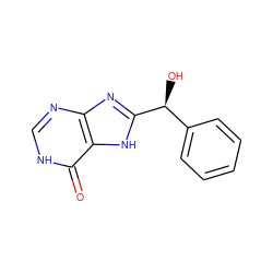 O=c1[nH]cnc2nc([C@@H](O)c3ccccc3)[nH]c12 ZINC000008618456