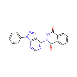 O=c1[nH]n(-c2ncnc3c2cnn3-c2ccccc2)c(=O)c2ccccc12 ZINC000000944307