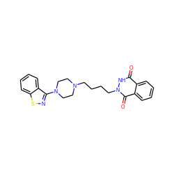 O=c1[nH]n(CCCCN2CCN(c3nsc4ccccc34)CC2)c(=O)c2ccccc12 ZINC000013738138