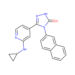 O=c1[nH]nc(-c2ccnc(NC3CC3)c2)n1-c1ccc2ccccc2c1 ZINC000066259354