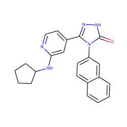 O=c1[nH]nc(-c2ccnc(NC3CCCC3)c2)n1-c1ccc2ccccc2c1 ZINC000066259484