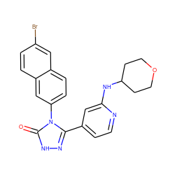 O=c1[nH]nc(-c2ccnc(NC3CCOCC3)c2)n1-c1ccc2cc(Br)ccc2c1 ZINC000066262074