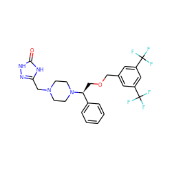 O=c1[nH]nc(CN2CCN([C@@H](COCc3cc(C(F)(F)F)cc(C(F)(F)F)c3)c3ccccc3)CC2)[nH]1 ZINC000027518240