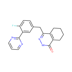 O=c1[nH]nc(Cc2ccc(F)c(-c3ncccn3)c2)c2c1CCCC2 ZINC000139546951