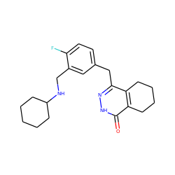 O=c1[nH]nc(Cc2ccc(F)c(CNC3CCCCC3)c2)c2c1CCCC2 ZINC000139500323