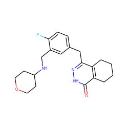 O=c1[nH]nc(Cc2ccc(F)c(CNC3CCOCC3)c2)c2c1CCCC2 ZINC000139500463