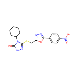 O=c1[nH]nc(SCc2nnc(-c3ccc([N+](=O)[O-])cc3)o2)n1C1CCCCC1 ZINC000015924112