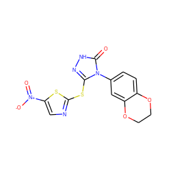 O=c1[nH]nc(Sc2ncc([N+](=O)[O-])s2)n1-c1ccc2c(c1)OCCO2 ZINC000012370057