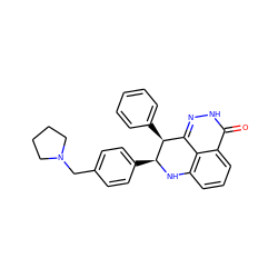 O=c1[nH]nc2c3c(cccc13)N[C@@H](c1ccc(CN3CCCC3)cc1)[C@H]2c1ccccc1 ZINC000118617199