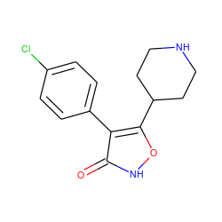 O=c1[nH]oc(C2CCNCC2)c1-c1ccc(Cl)cc1 ZINC000028604549