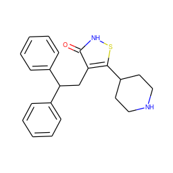 O=c1[nH]sc(C2CCNCC2)c1CC(c1ccccc1)c1ccccc1 ZINC000084614992