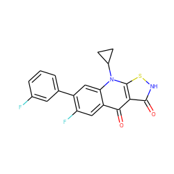 O=c1[nH]sc2c1c(=O)c1cc(F)c(-c3cccc(F)c3)cc1n2C1CC1 ZINC000028571100