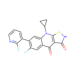 O=c1[nH]sc2c1c(=O)c1cc(F)c(-c3cccnc3F)cc1n2C1CC1 ZINC000028571069