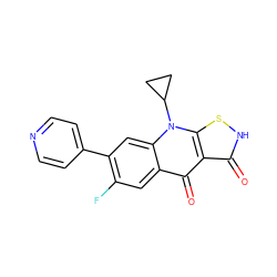 O=c1[nH]sc2c1c(=O)c1cc(F)c(-c3ccncc3)cc1n2C1CC1 ZINC000028570082