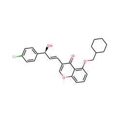 O=c1c(/C=C/[C@H](O)c2ccc(Cl)cc2)coc2cccc(OCC3CCCCC3)c12 ZINC000095596341