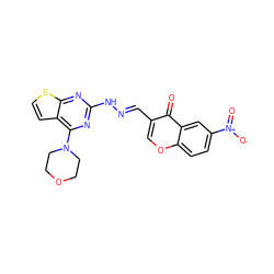 O=c1c(/C=N/Nc2nc(N3CCOCC3)c3ccsc3n2)coc2ccc([N+](=O)[O-])cc12 ZINC000299855306