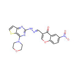 O=c1c(/C=N/Nc2nc(N3CCOCC3)c3sccc3n2)coc2ccc([N+](=O)[O-])cc12 ZINC000299870402