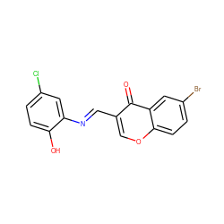 O=c1c(/C=N/c2cc(Cl)ccc2O)coc2ccc(Br)cc12 ZINC001772617421