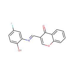 O=c1c(/C=N/c2cc(F)ccc2O)coc2ccccc12 ZINC001772633066