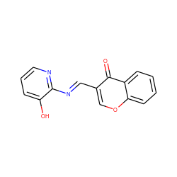 O=c1c(/C=N/c2ncccc2O)coc2ccccc12 ZINC000040848049