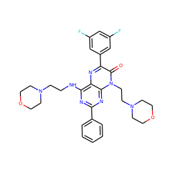 O=c1c(-c2cc(F)cc(F)c2)nc2c(NCCN3CCOCC3)nc(-c3ccccc3)nc2n1CCN1CCOCC1 ZINC000142886168