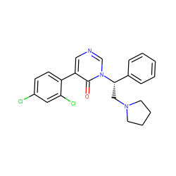 O=c1c(-c2ccc(Cl)cc2Cl)cncn1[C@@H](CN1CCCC1)c1ccccc1 ZINC000013488429