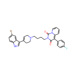 O=c1c(-c2ccc(F)cc2)c2ccccn2c(=O)n1CCCCN1CC=C(c2c[nH]c3ccc(Br)cc23)CC1 ZINC000299855406