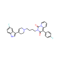 O=c1c(-c2ccc(F)cc2)c2ccccn2c(=O)n1CCCCN1CC=C(c2c[nH]c3ccc(F)cc23)CC1 ZINC000299859472