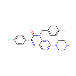 O=c1c(-c2ccc(F)cc2)nc2cnc(N3CCNCC3)nc2n1Cc1ccc(F)cc1 ZINC000004238951