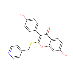 O=c1c(-c2ccc(O)cc2)c(SCc2ccncc2)oc2cc(O)ccc12 ZINC000013581388