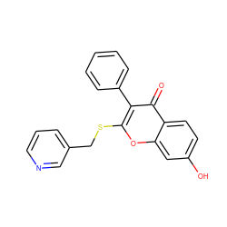 O=c1c(-c2ccccc2)c(SCc2cccnc2)oc2cc(O)ccc12 ZINC000013581386