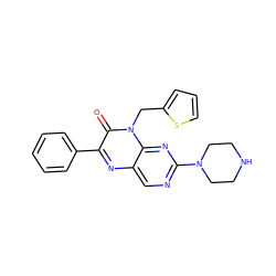 O=c1c(-c2ccccc2)nc2cnc(N3CCNCC3)nc2n1Cc1cccs1 ZINC000004238479