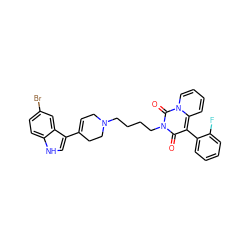 O=c1c(-c2ccccc2F)c2ccccn2c(=O)n1CCCCN1CC=C(c2c[nH]c3ccc(Br)cc23)CC1 ZINC000299859786