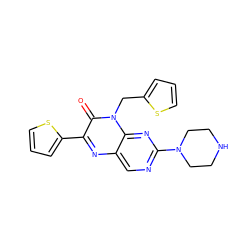 O=c1c(-c2cccs2)nc2cnc(N3CCNCC3)nc2n1Cc1cccs1 ZINC000004238967